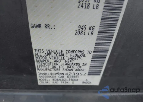 2022 Nissan Altima S Fwd из США, поврежденный, VIN 1N4BL4BV9NN423952